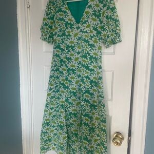 Retro Daisy Green Dress